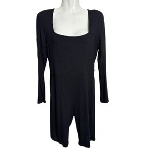 ASOS| black ribbed long sleeve biker romper sz 10 💛